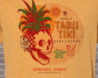 Brady Bunch tribute Tabu Tiki Surf Lounge T-Shirt: Honolulu Hawaii Retro Tee