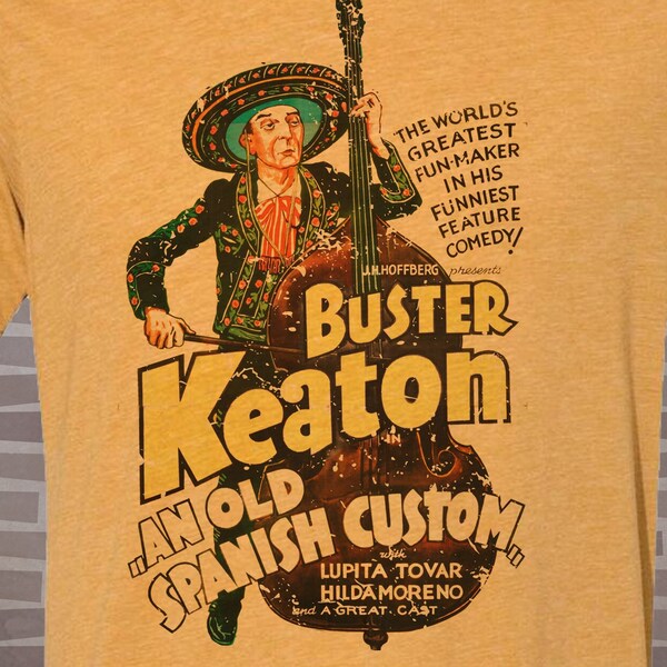 Buster Keaton-An Old Spanish Custom-inspired Vintage-style T-Shirt Film 20's Silent Comedy Movie Classic Tee