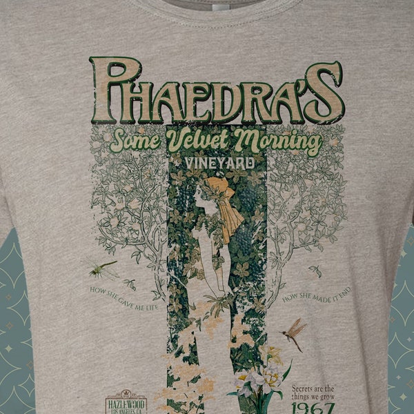 Phaedra's – Some Velvet Morning Vineyard- Los Angeles - Vintage-style Winery T-Shirt Tee Novelty •  Music Sinatra Hazelwood