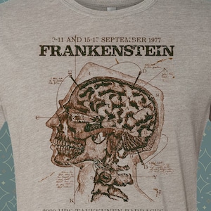 Frankenstein Monster-inspired Vintage-style T-Shirt Steampunk Film Classic Terror Horror Scary Movie Tee Halloween