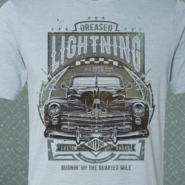 Greased Lightning- Movie-inspired Vintage-style T-Shirt Film Retro 80's Hot Rod Grease