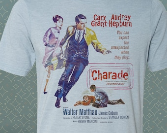 Charade-Cary Grant-Audrey Hepburn-Vintage-Style -T-Shirt Film- 60's 1960 Romantic Comedy Thriller Mystery Movie Classic