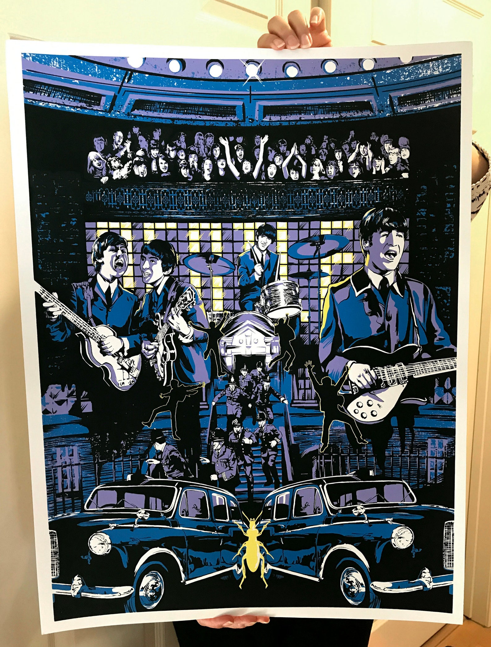Beatles poster a hard days night movie 18x24 screenprint etsy