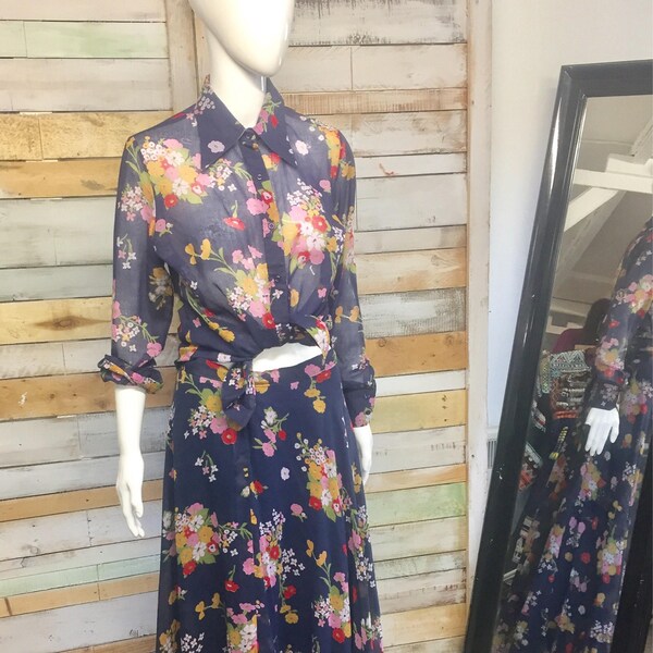 Vintage Kati floral / hippy/ boho skirt and shirt size 14
