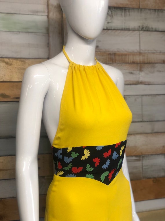 A lovely canary yellow Ossie Clark halter neck ma… - image 2