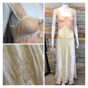 Incredible 1930's silk/crepe negligee in immaculate condition.