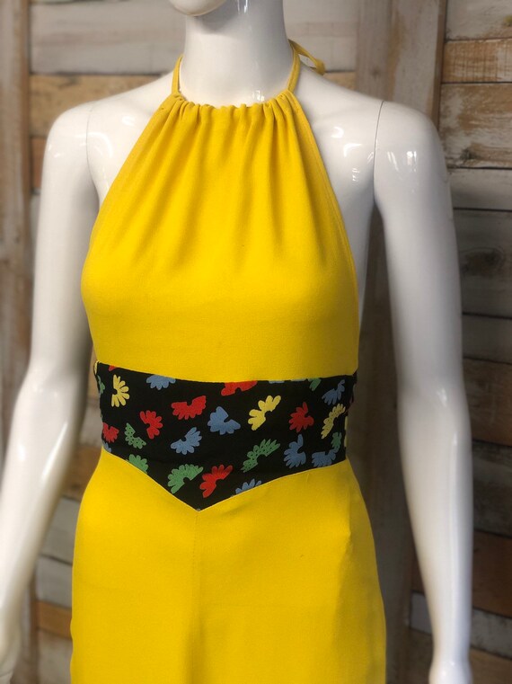 A lovely canary yellow Ossie Clark halter neck ma… - image 6