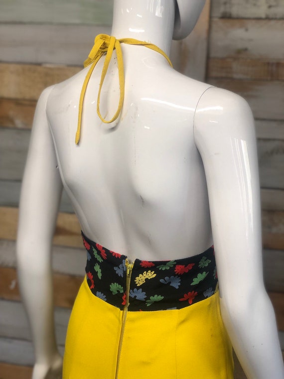 A lovely canary yellow Ossie Clark halter neck ma… - image 9