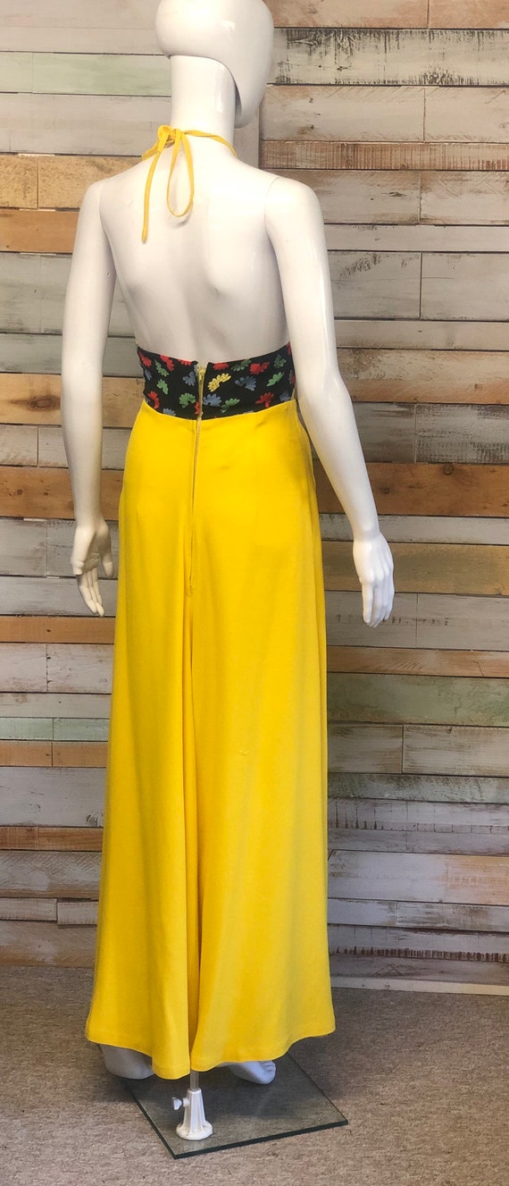 A lovely canary yellow Ossie Clark halter neck ma… - image 4