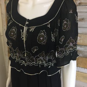 Vintage Janice Wainwright 70's black studio 54 disco art deco look dress