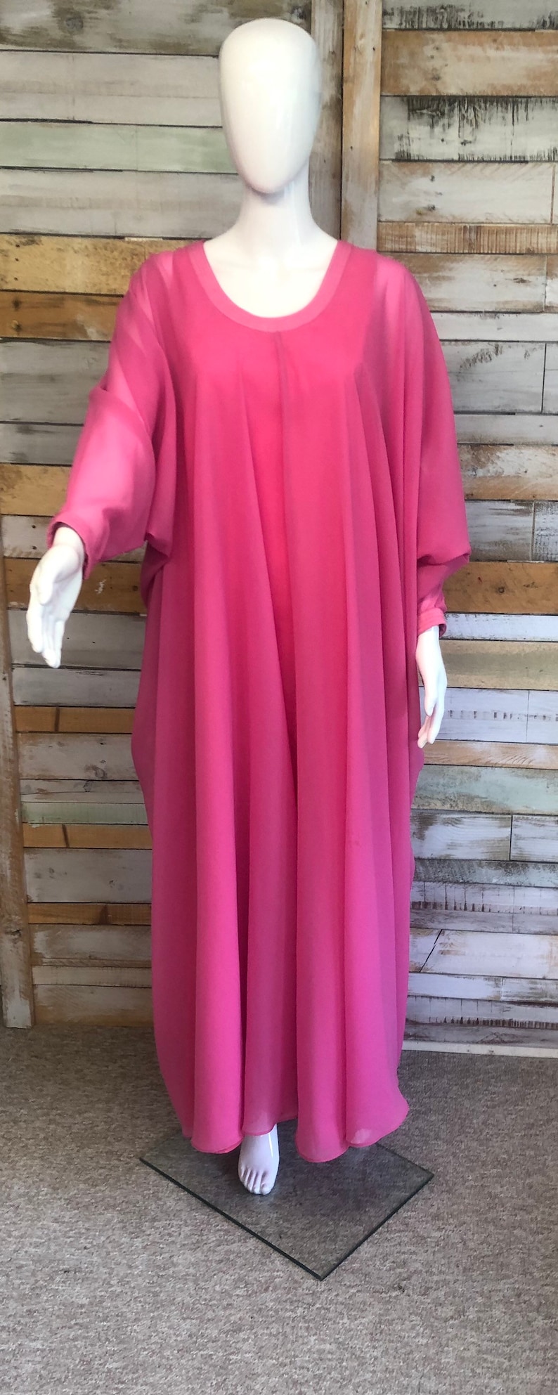 Vintage Yuki for Rembrandt Shocking Pink 1970's Designer Maxi Dress ...