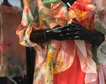 Vestido de seda numerado de los años 60 Yves Saint Laurent Haut Couture vestido de seda en buen tamaño