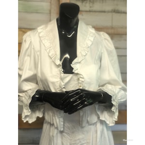 Laura Ashley white cotton two-piece strapless maxi dress and jacket 1980s romantic/wedding 10