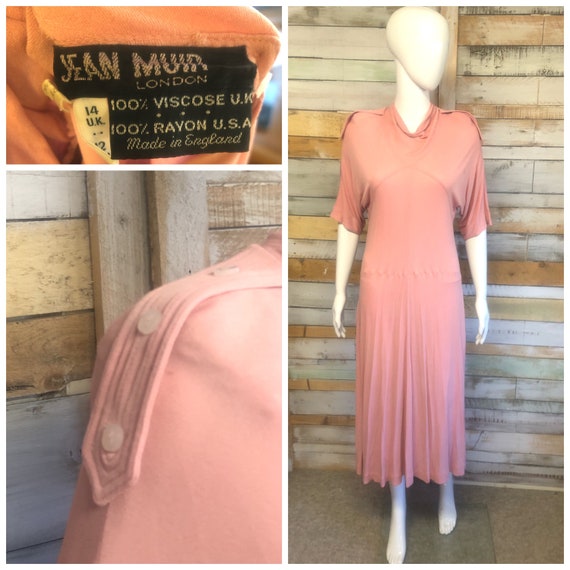 Jean Muir 1970's Vintage pink rayon dress 10/14