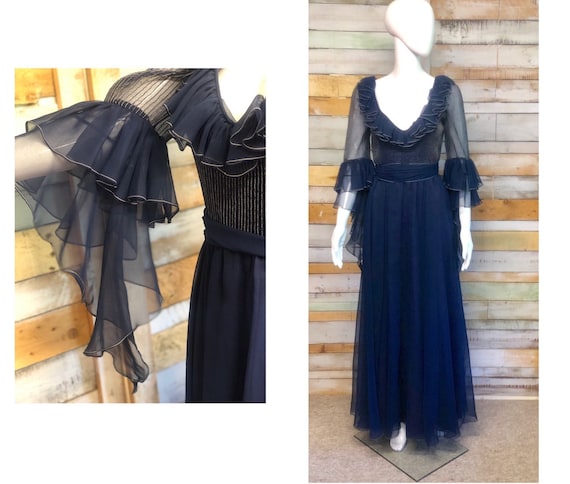 Gorgeous vintage 'Jean Varon London' maxi dress w… - image 1