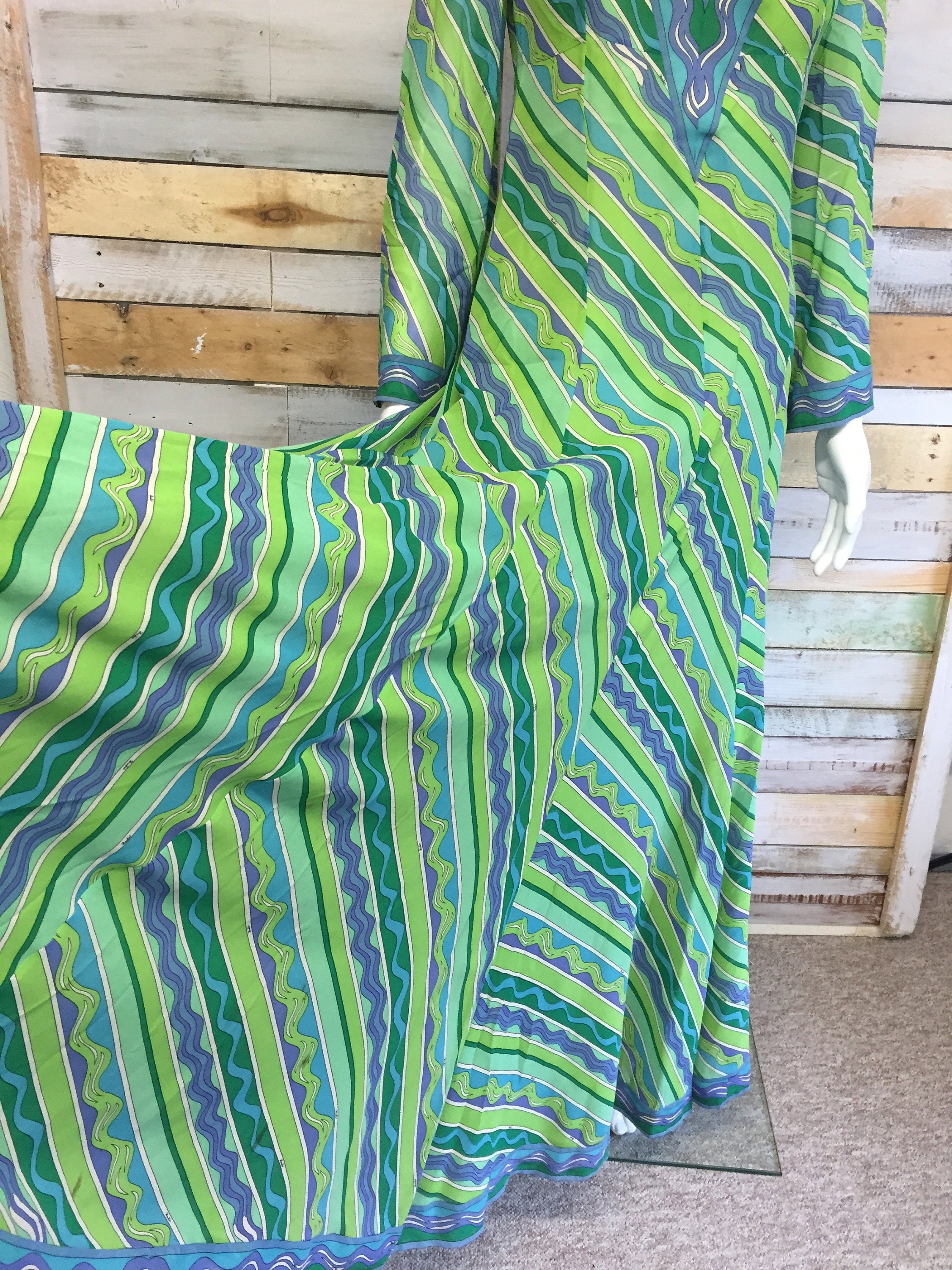 Beautiful Vintage Full Length Green Maxi Signed Pucci Silk Dress. M - Etsy