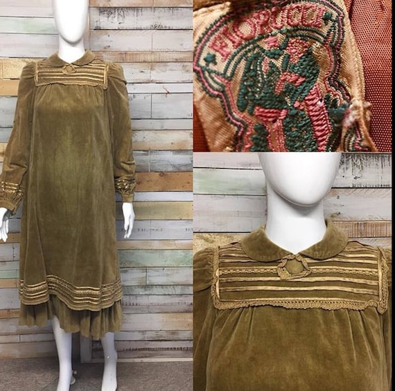 Rare bronze velvet Fiorucci Peter Pan collar smock