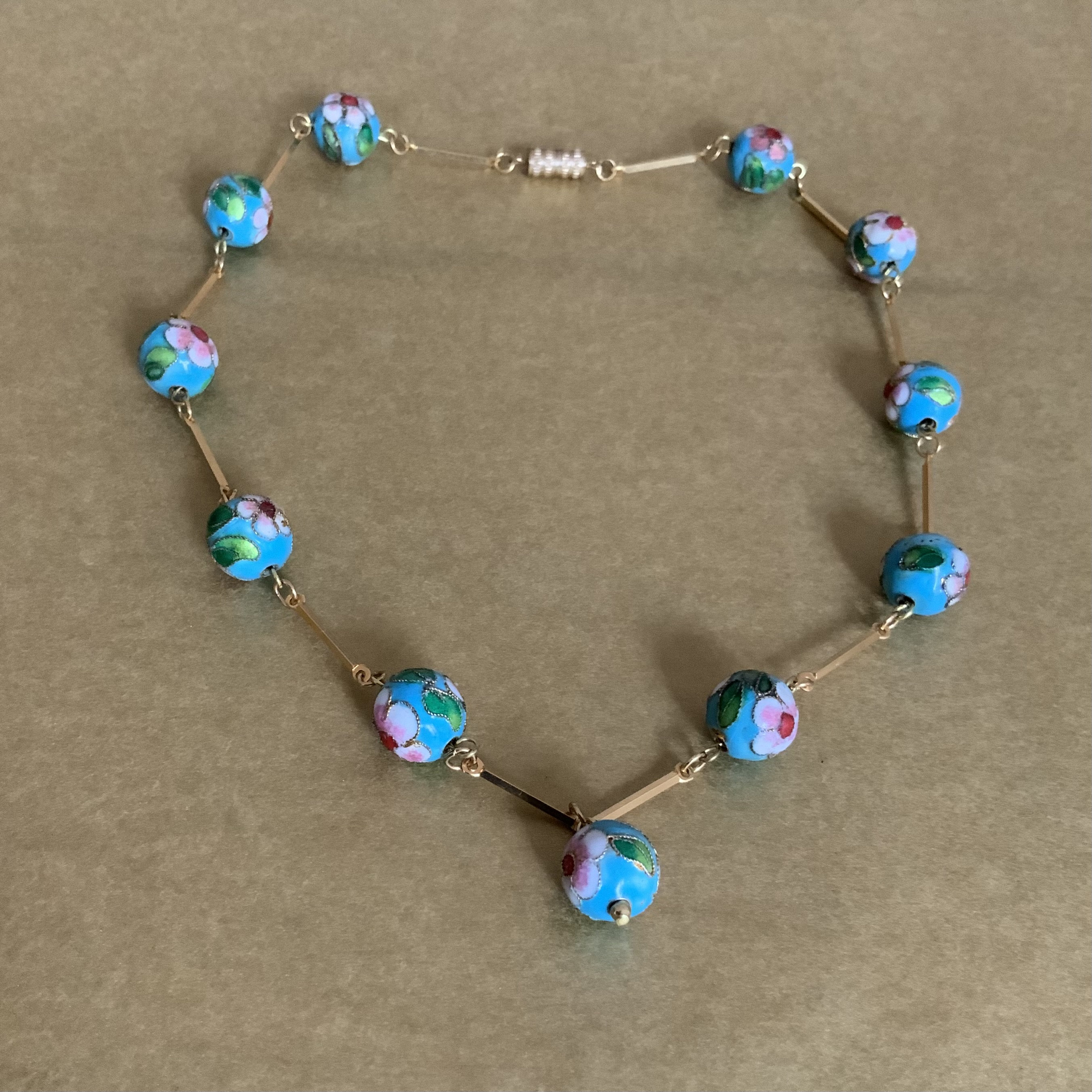 Collier Vintage Années 80/90 - Nacre Coloré - Longueur 45 Cm - Pendentif Naturel Bohème