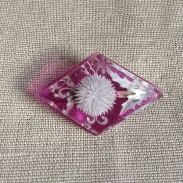 Broche Vintage Plexiglas Bombée - 3 Roses, Années 1940/1950, Rétro