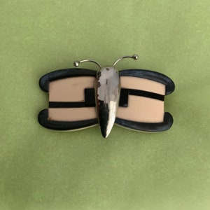 30s acetate « butterfly » brooch(off white, grey, black)