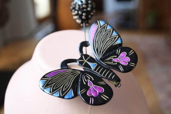 30s' celluloid large "butterfly" brooch