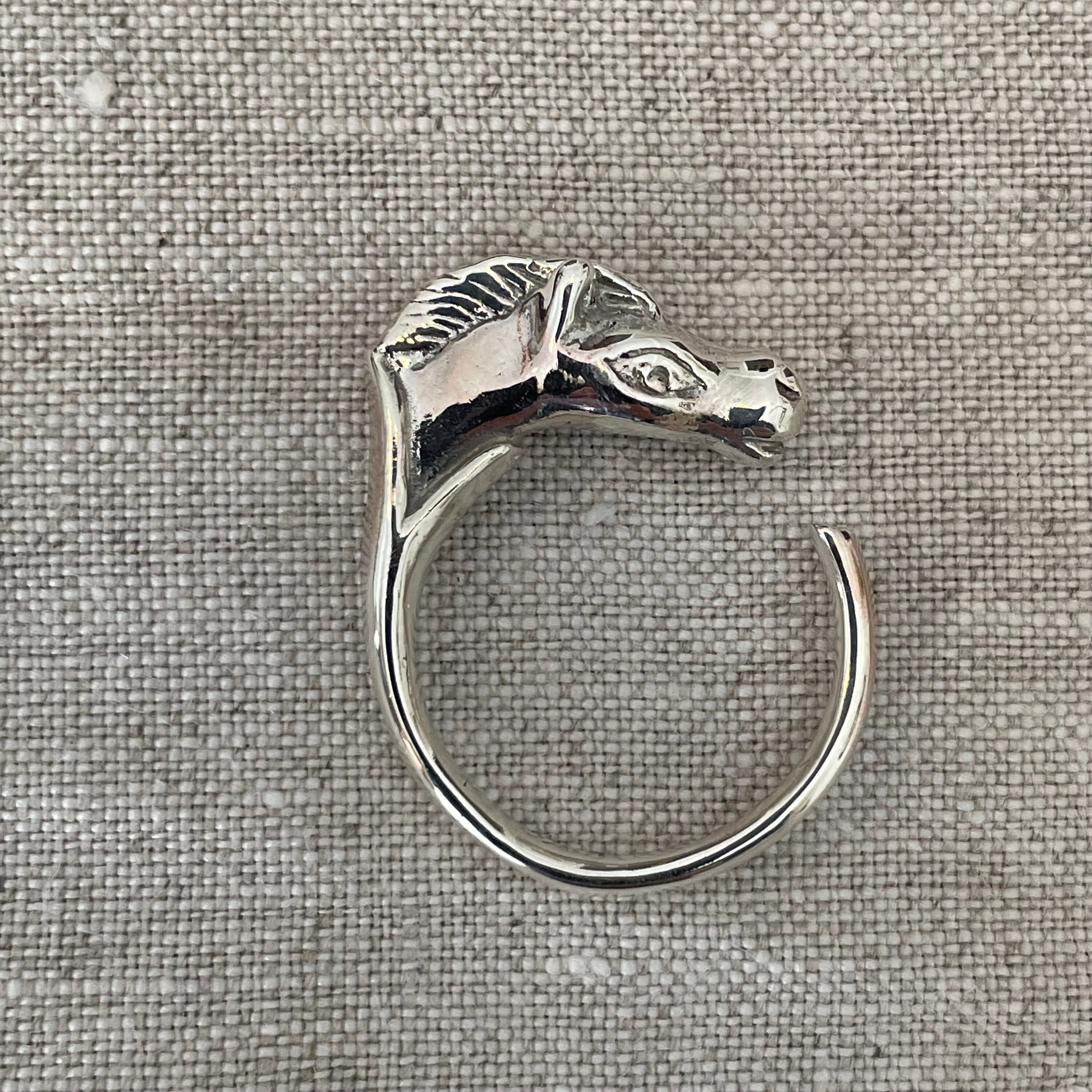 Hermes Cheval Horse Ring Size 6 Sterling Silver Open Band Hermes Cheval Horse Ring Size 6 Sterling Silver Open Band