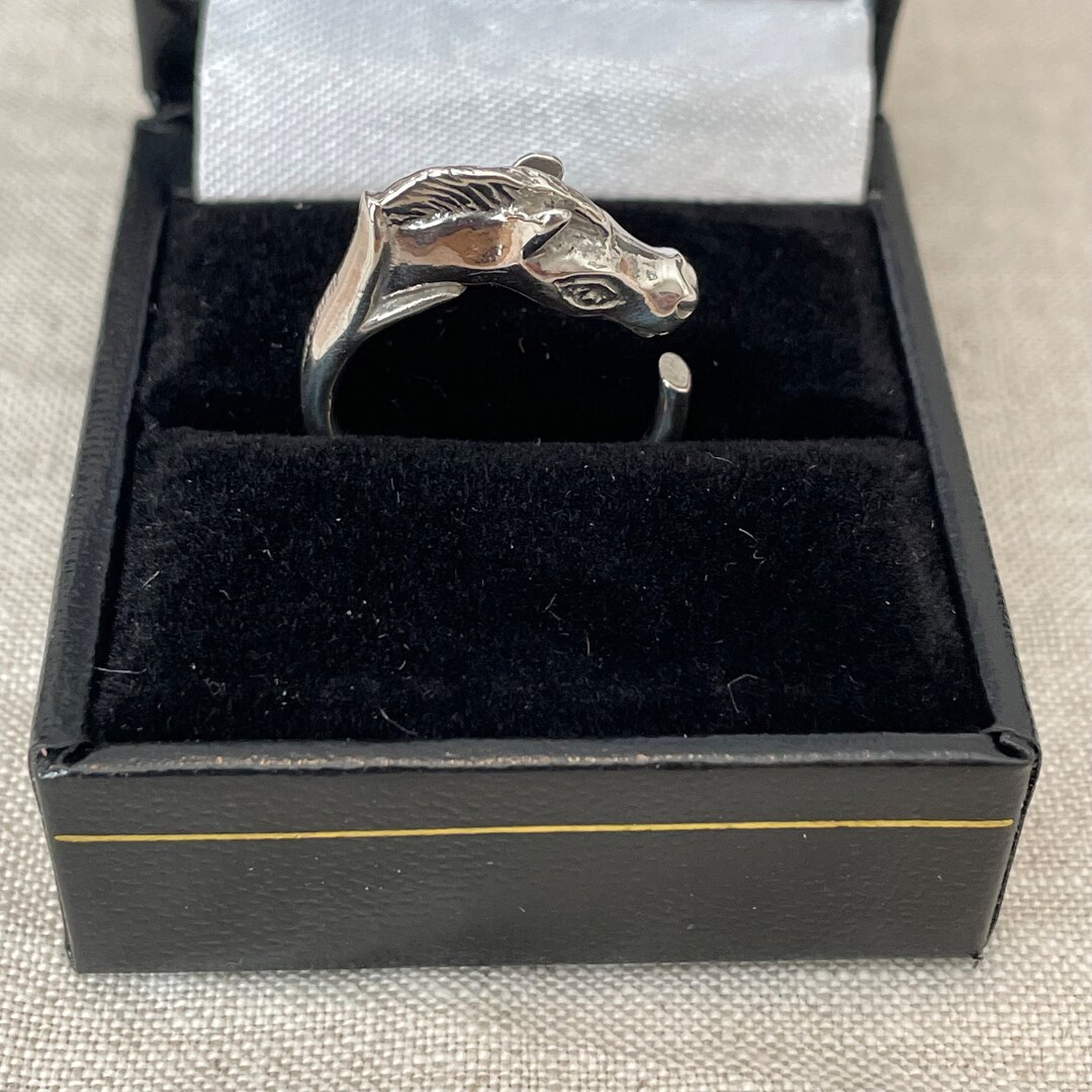 HERMES GALOP Horse Head Statement Ring LARGE Model Sterling
