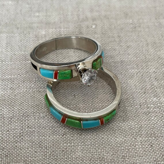 Sterling Silver Wedding Ring Set Women’s Size 9.5… - image 4