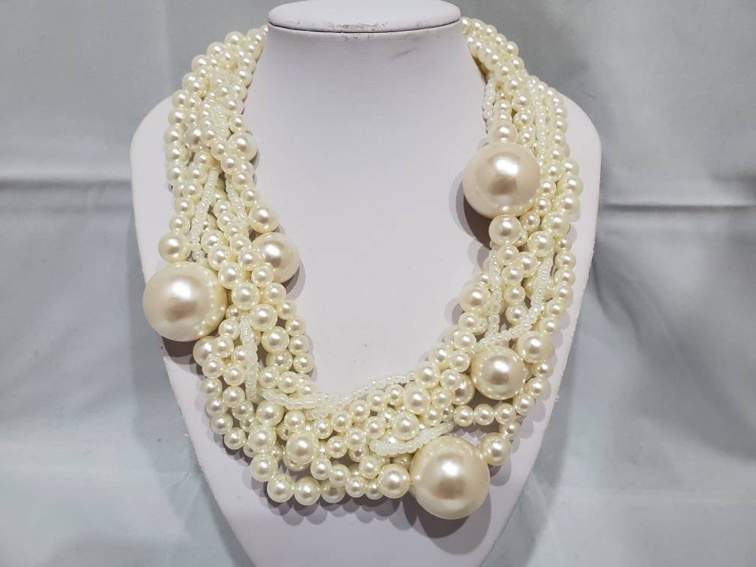Divine Collage: 6 Strand Pearl Bead Necklace - Etsy