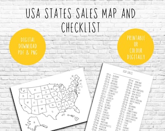 USA States sales tracker map png pdf jpeg colouring in color