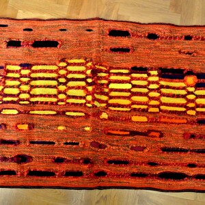 Unique Handwoven Tapestry Wallhanging: 1960s Wool Gobelin Art (36.5" x 52")