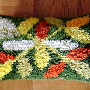 Vintage 1950s Handknotted Rya Pillow: Abstract Design