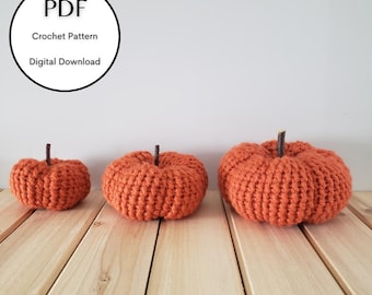 PATTERN, Crochet Pumpkin Pattern PDF, Bolster Stitch Pumpkin Trio, DIY Fall & Halloween Crochet Decor, Digital Download