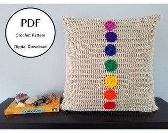 PATTERN, Crochet Pillow Pattern, Meditation Pillow Pattern, Pillow DIY, Digital Download, Charka Meditation Pillow, PDF