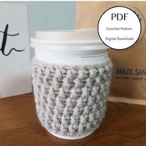 PATTERN, Cup Cozy Pattern, Crochet Cozy Pattern, Lines, Stripes and Coffee, Oh My! Coffee Cozy,  DIY Cup Cozy