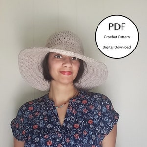 PATTERN, Crochet Sunhat Pattern, Hat DIY, Digital Download, PDF Pattern, Bolster Brim Sunhat Pattern, Sunhat Do It Yourself