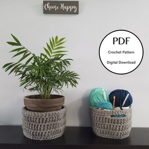 PATTERN, Crochet Basket Pattern, PDF, Digital Download, Basket DIY, Alternate Bolster Basket Pattern,