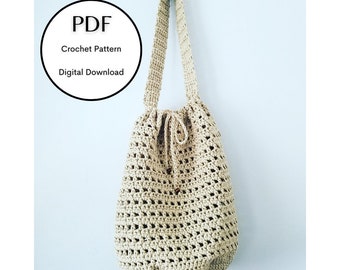 Patrón de crochet para bolso Bayside Bolster, bolso de mercado DIY (PDF)