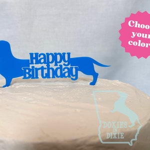 Dachshund Birthday Cake Topper | Doxie, Wiener Dog Birthday Cake Decoration