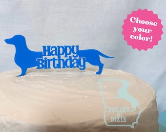 Dachshund Birthday Cake Topper | Doxie, Wiener Dog Birthday Cake Decoration