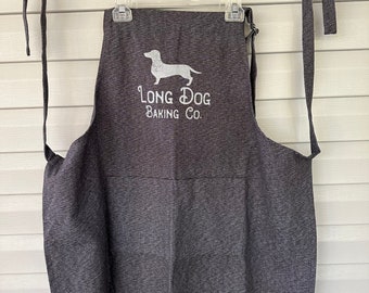 Dachshund Kitchen Apron - Charcoal with distressed Doxie Design - Dachshund Gift - Christmas, Birthday, Housewarming, Hostess, Mother’s Day