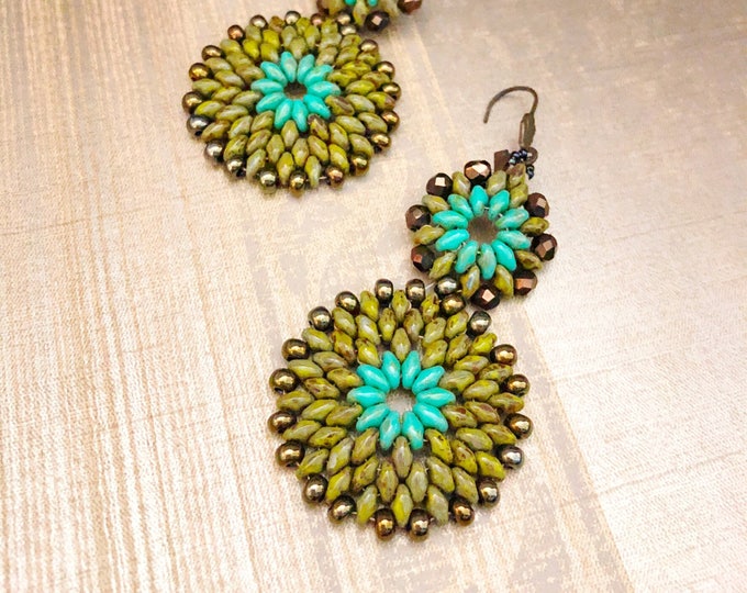 Turquoise ‘n Olive Picasso Earrings