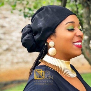 HABIBA TURBAN HAT, PreMade Turban Hat, Bow Turban Hat, Stretchy Turban Hat, Ankara Turban Hat, African Turban Hat, StretchTaffeta,Sku TH1002
