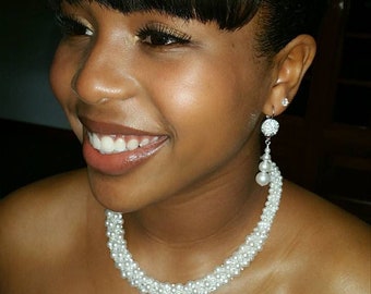 Decadent Ivory Pearl Necklace & Earring Set