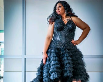 BLACK SWAN Evening Dress,  2-piece Anniversary Dress, Special Occasion, Wedding Dress,  Quinceanera, dress SKu#BD1020
