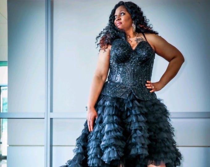 BLACK SWAN Evening Dress,  2-piece Anniversary Dress, Special Occasion, Wedding Dress,  Quinceanera, dress SKu#BD1020
