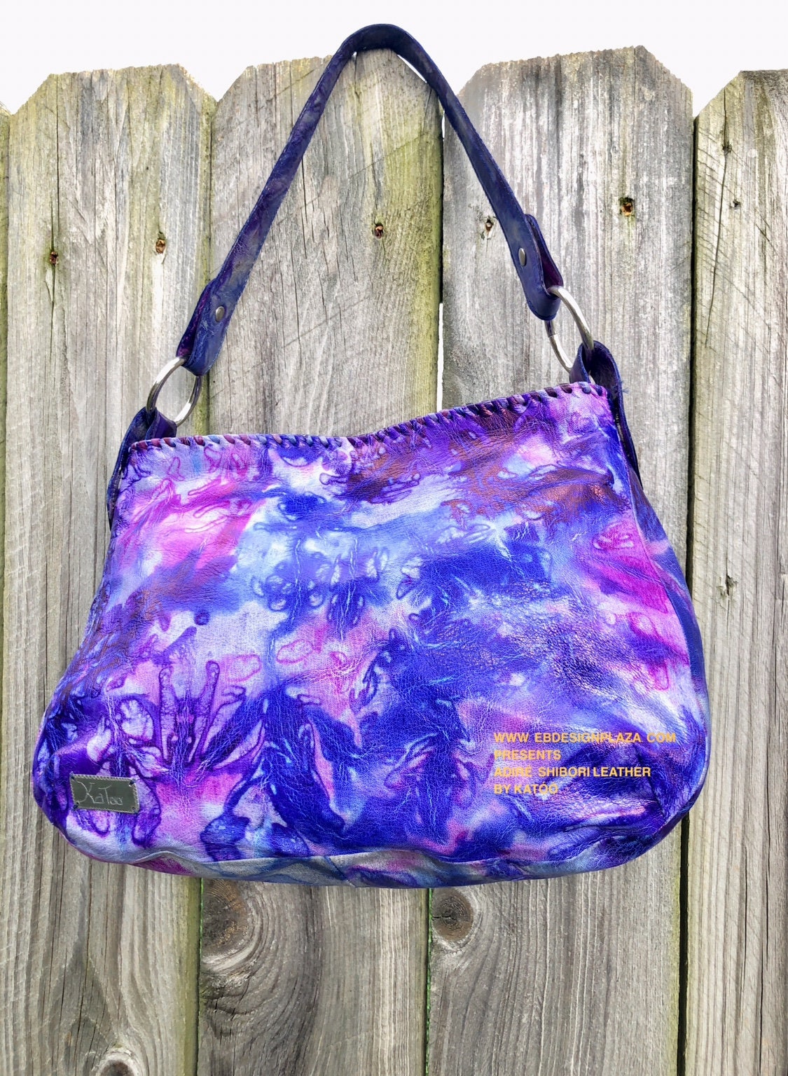 TENGRELA Adiré/Shibori Leather Handbag, African Tie Dye Leather, Hobo Bag,