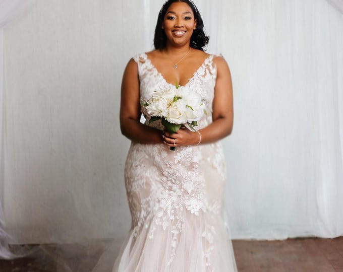 ZELDA LACE Beaded Bridal Mermaid Gown with Fishtail train, Wedding Dress, SKU# WDMG1030