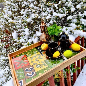 Mudcloth Resined Tray, Bamboo Wood & Fabric Tray, Wedding Gift Trays, Holiday gift, Ankara African Tray SKU MRT1002
