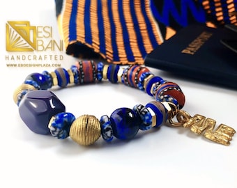 Blue ‘n Brass Men’s Bracelet/ African Jewelry/ Handcrafted Jewelry/ Men’s Fashion